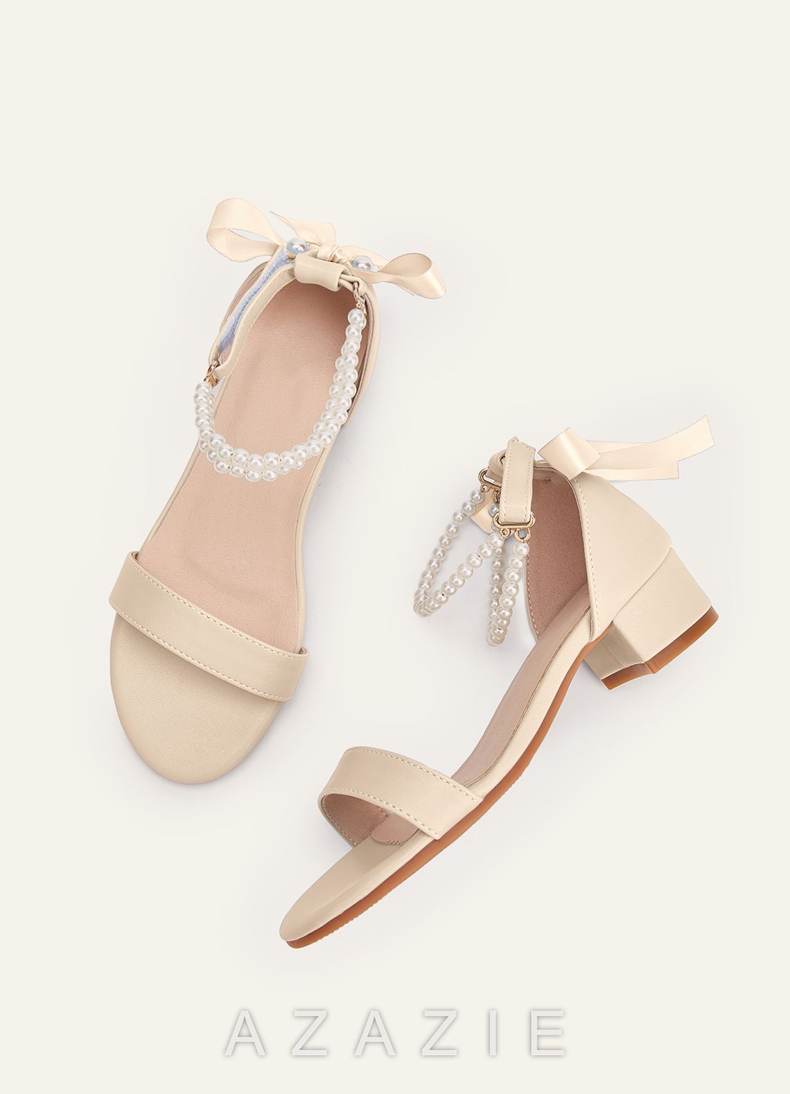 Pearl and Bow Open Toe Girl's Block Heels for Toddler Little Big Kid  champagne