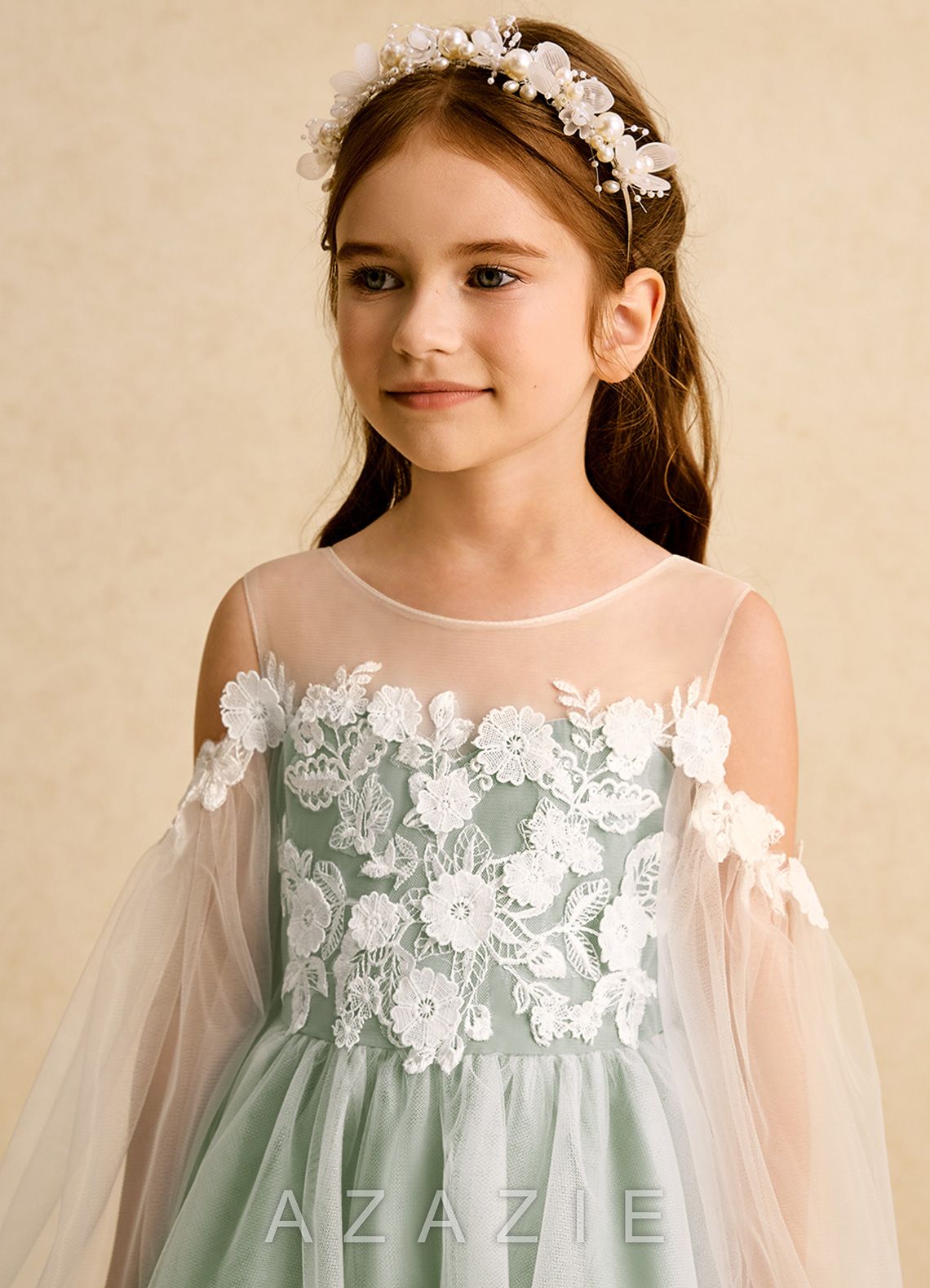 Azazie Zimi Dusty Sage Ball-Gown Sweetheart Neckline Tulle Dress dusty_sage