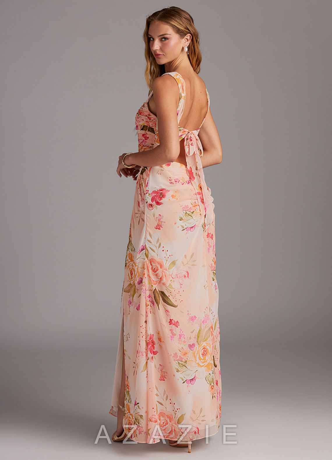 Azazie Jesaphine Abstract Bouquet Floral Sheath Bow Chiffon Dress abstract_bouquet_floral