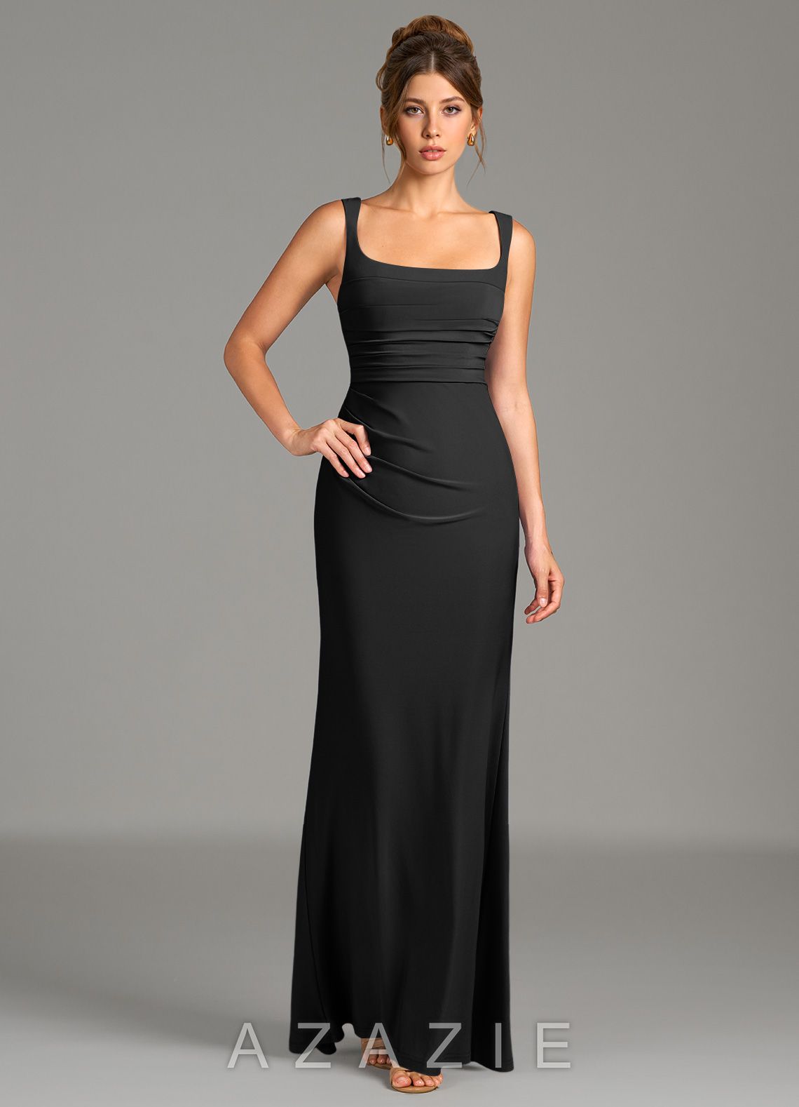 Azazie Agustina Black Mermaid Corset Premium Stretch Jersey Dress black