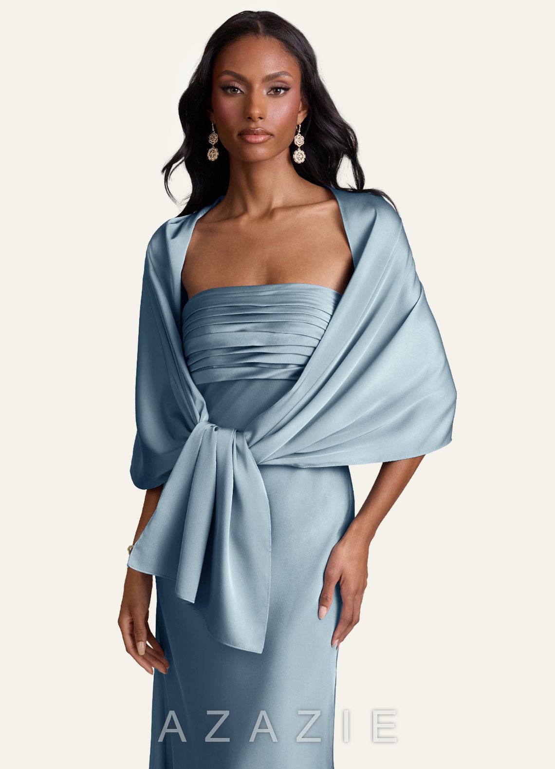 Azazie Matching Color Aleena Stretch Satin Shawl