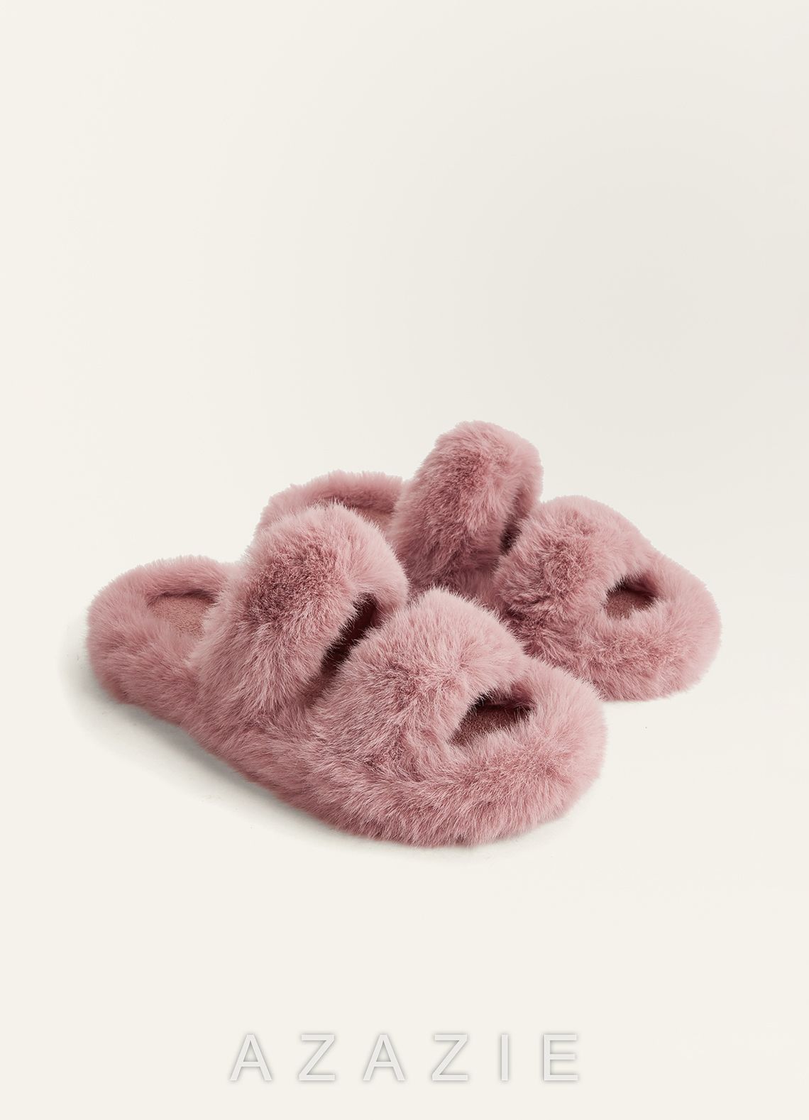 Double Strap Fuzzy Slippers