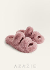 Double Strap Fuzzy Slippers