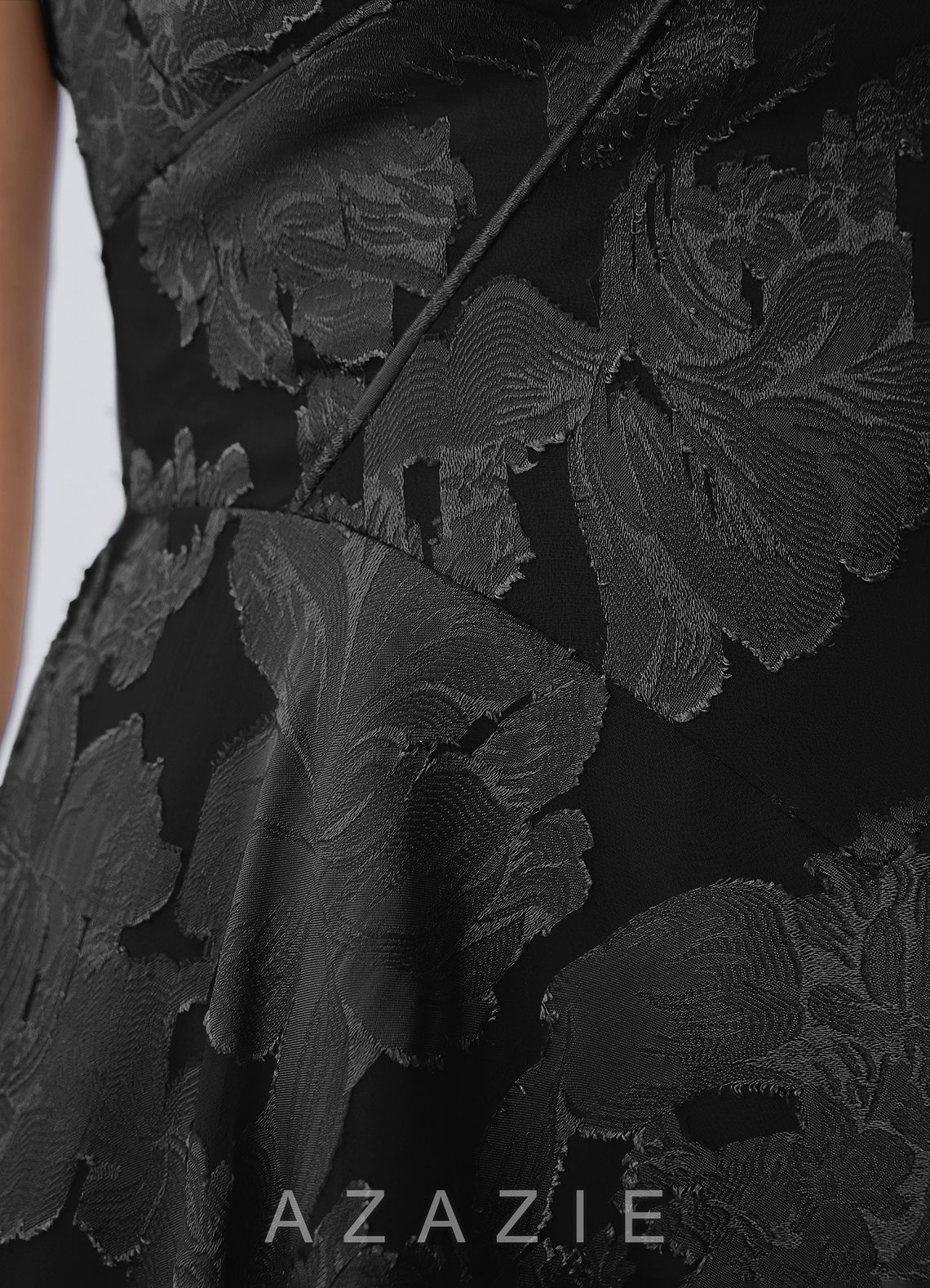 Goldmari Black Jacquard Corset A-Line Mini Dress