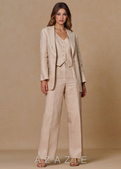 Belicia Tan 100% Linen 2-Piece Suit