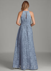 Azazie Bonnie Dusty Blue A-Line Pleated Floral Burnout Dress dusty_blue