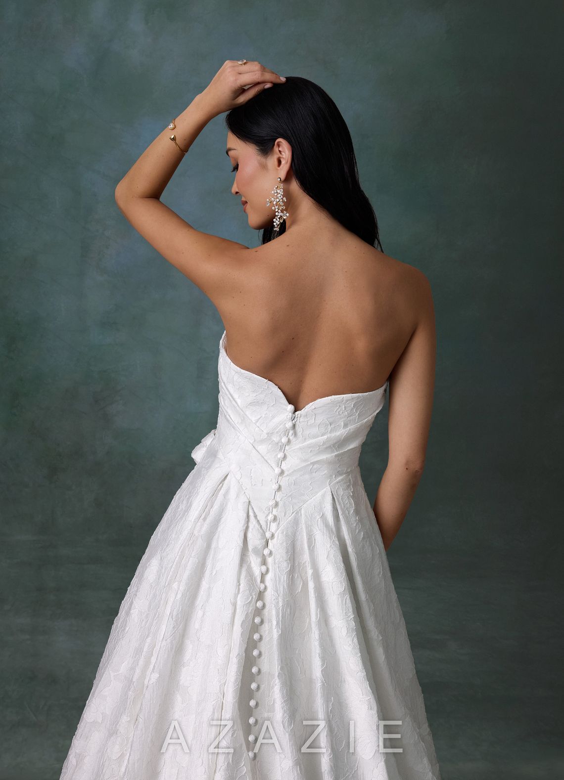 Azazie Ariana Diamond White Ball-Gown Strapless Floral Burnout Dress