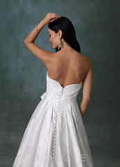 Azazie Ariana Diamond White Ball-Gown Strapless Floral Burnout Dress