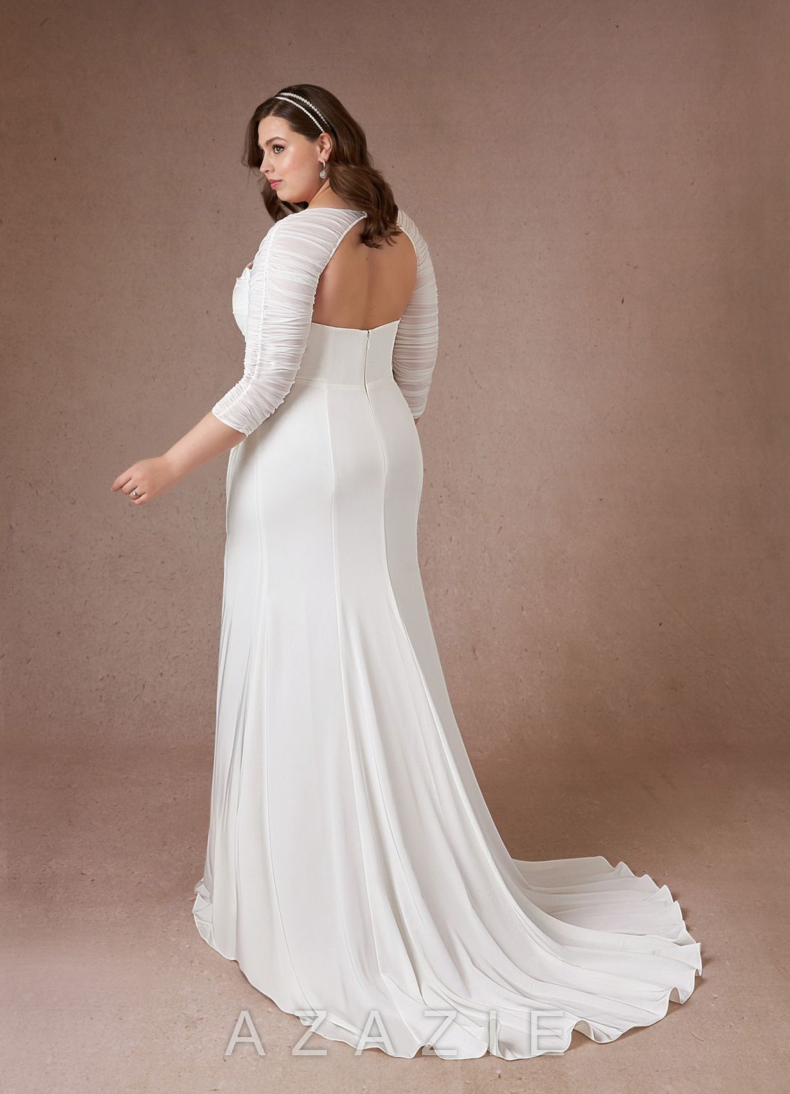 Azazie Marsella Wedding Dress Diamond White Mermaid Strapless Crepe Back Satin D