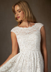 Azazie Ginnie Wedding Dress Diamond White A-Line Lace Dress