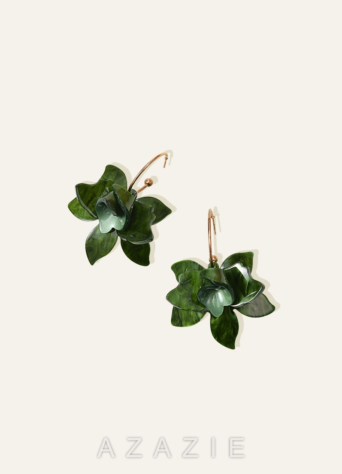 Minimalist Acetate Flower Earrings  green