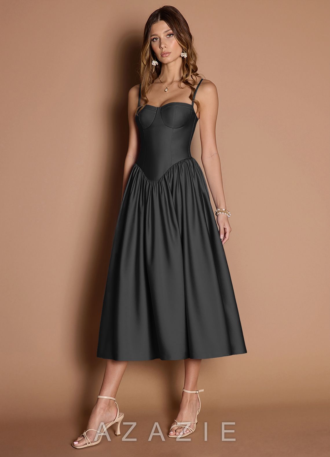 Ottilie {color} Pleated Midi Dress  black