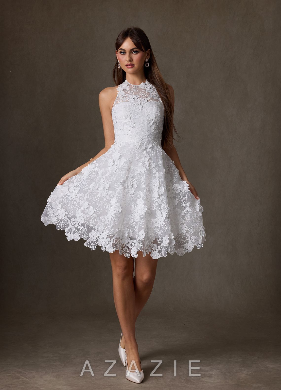 Azazie Cyra Diamond White A-Line Lace Dress diamond_white