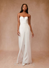 Azazie Tamara Wedding Dress Diamond White Pant Styles Strapless Chiffon Dress