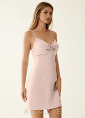 Mireille Powder Pink Satin Lace Up Back Mini Dress