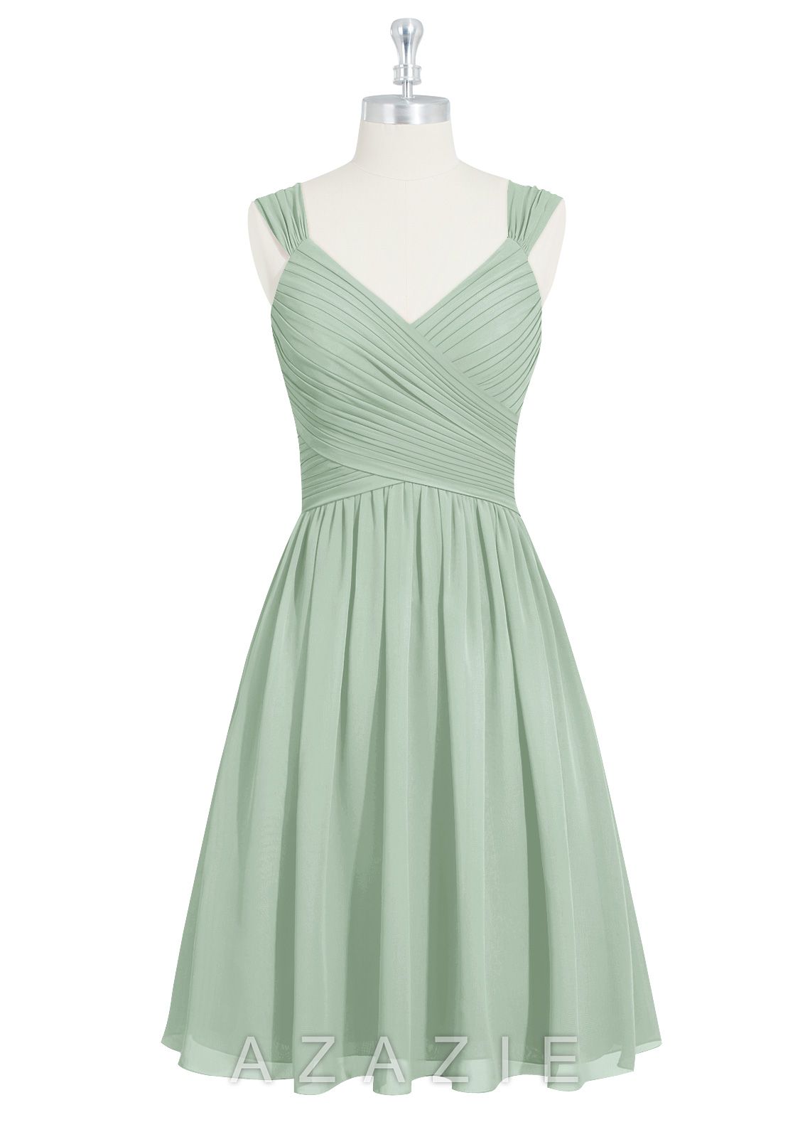 Azazie Angie Agave A-Line Corset Chiffon Dress agave
