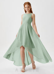 Azazie Lizette Junior Agave A-Line Pleated Chiffon Dress