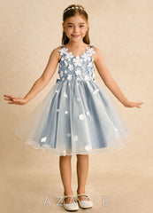 Azazie Junebug Ivory Dusty Blue Ball-Gown Lace Tulle Dress ivory/dusty_blue
