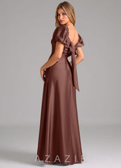 Azazie Fatima Espresso A-Line Sweetheart Neckline Stretch Satin Dress espresso