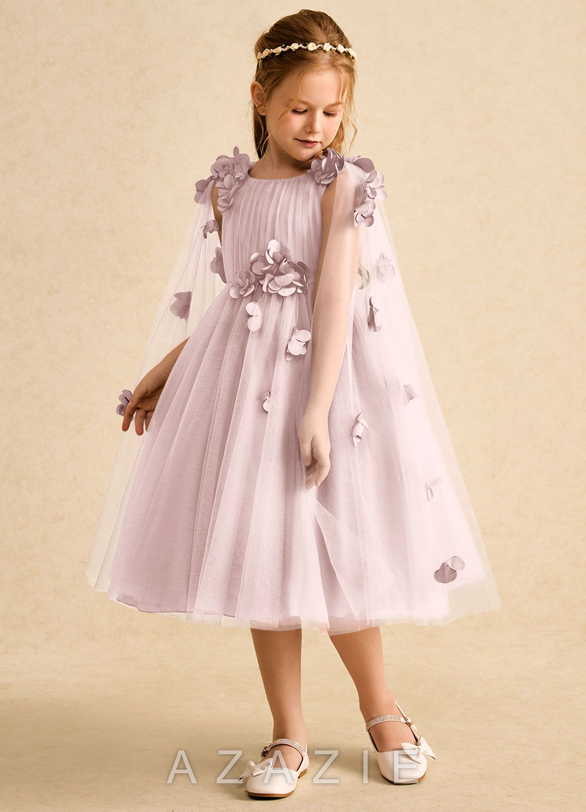 Azazie Staria Blushing Pink Ball-Gown Ruched Tulle Dress blushing_pink