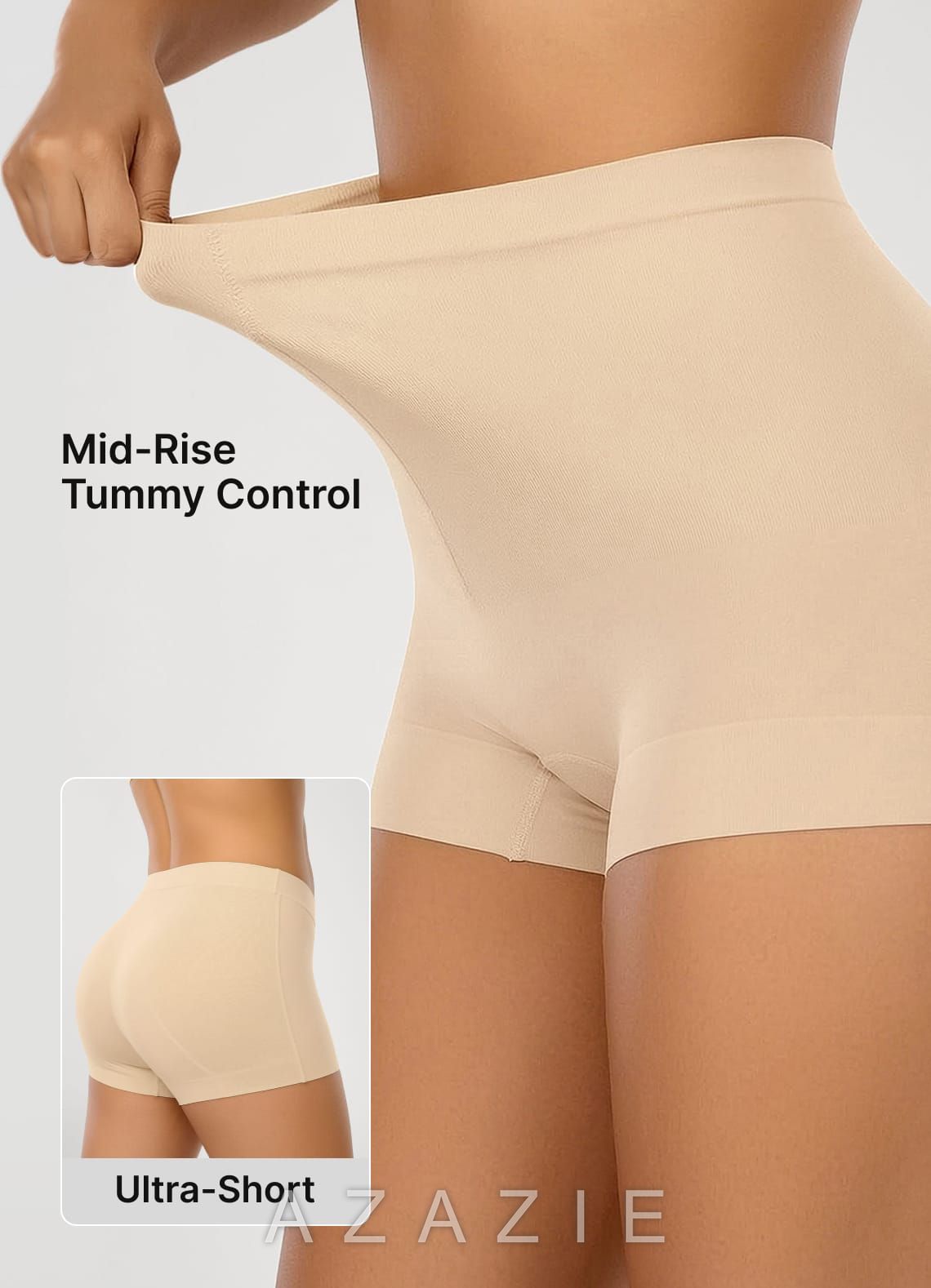 Mid-Rise Stretch Seamless Tummy Control Shapewear Shorts