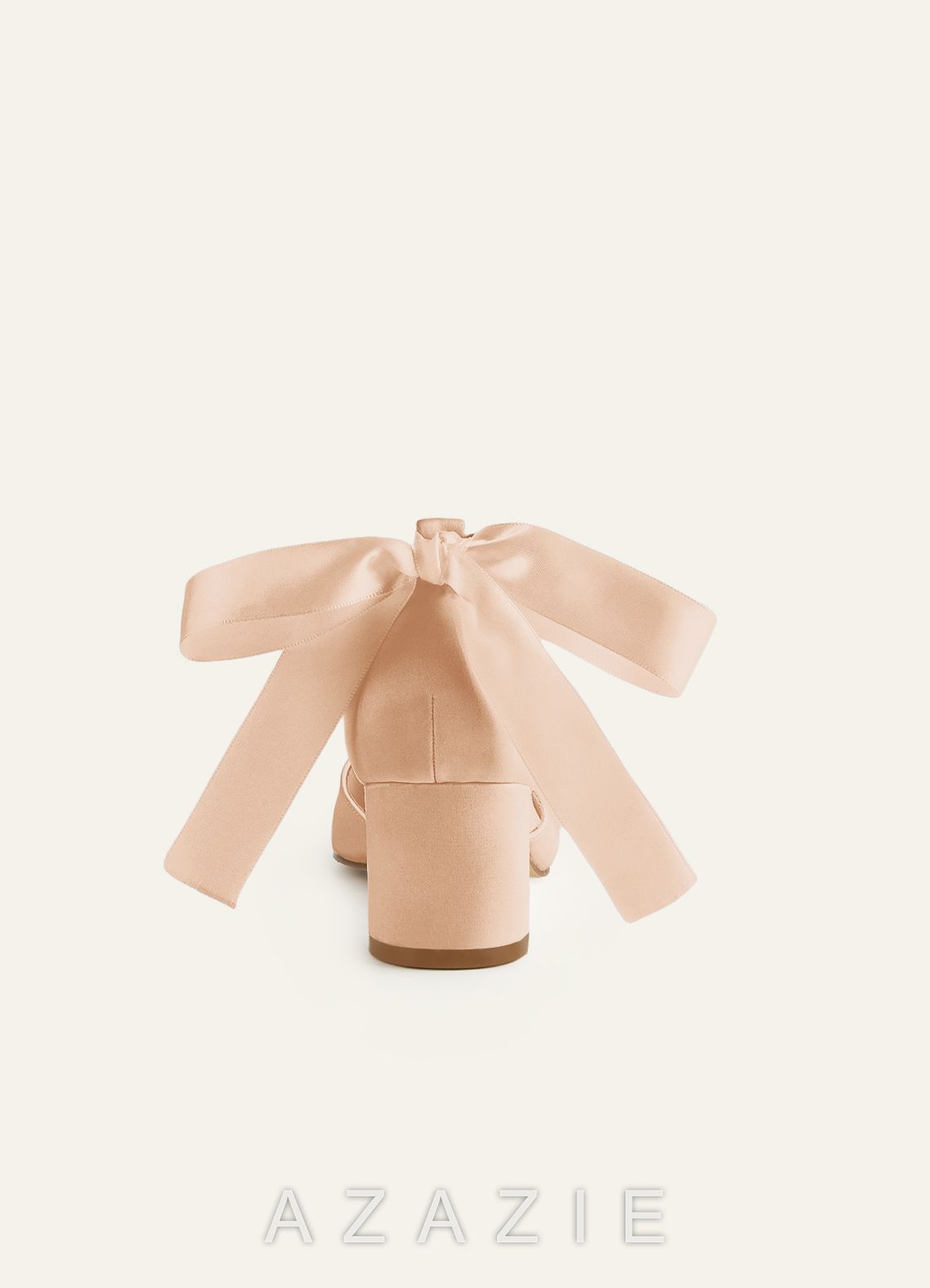 Matching Color Matte Satin Pearl and Bow Pointed Toe Block Heels