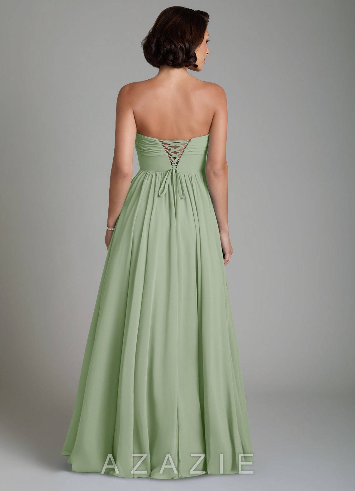 Azazie Petra Dusty Sage A-Line Corset Chiffon Dress dusty_sage