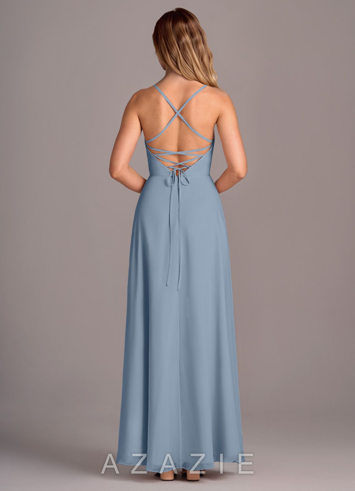 Azazie Mei Dusty Blue A-Line Chiffon Dress dusty_blue