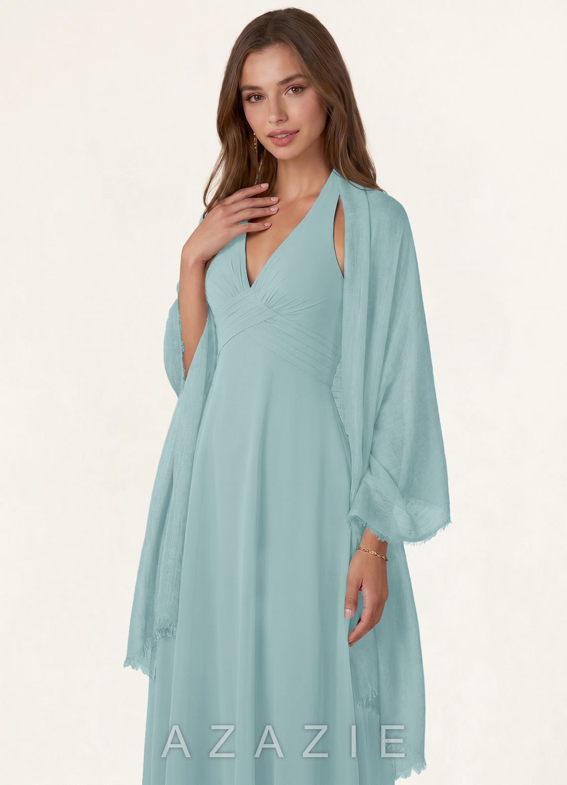 Azazie Soft Wool Blend Textured Frayed Edge Shawl