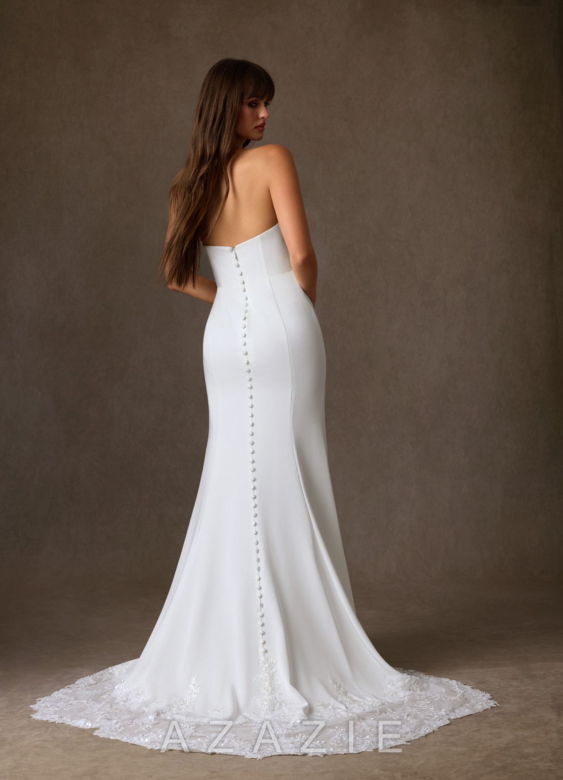 Azazie Selena Diamond White Mermaid Strapless Crepe Back Satin Dress