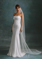 Azazie Katniss Diamond White Mermaid Strapless Crepe Back Satin Dress diamond_white