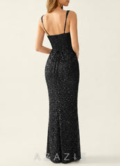 Amarante Black Sequins Lace Up Back Special Occasion Dress