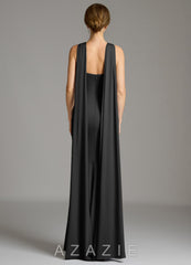 Azazie Sable Black Mermaid Pleated Premium Stretch Jersey Dress black