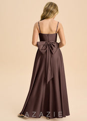 Azazie Bear Junior Ganache A-Line Sweetheart Neckline Stretch Satin Dress ganache