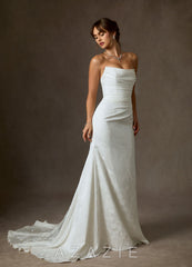 Azazie Elyse Diamond White Mermaid Strapless Floral Jacquard Dress diamond_white