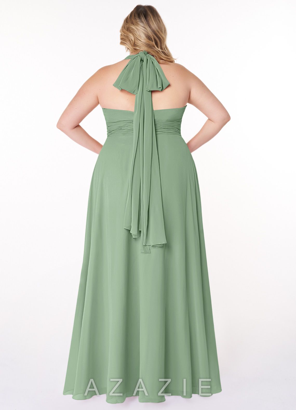 Azazie Fifi Matcha A-Line Strapless Chiffon Convertible Dress matcha