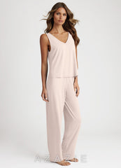 Bamboo Fiber V-Neck Tank Top Pajama Set  blushing_pink