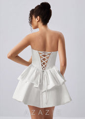 Noelle White Strapless Corset Layered Poplin Mini Dress