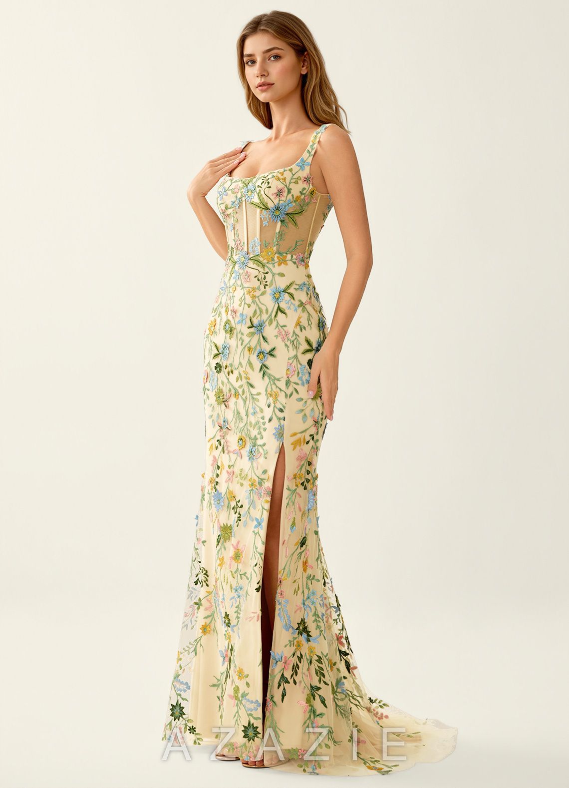Posey Lemon Sorbet Lace Mermaid Prom Dress