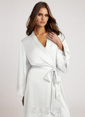 Signature Lace Satin Robes  white