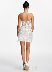 Madison White Strapless Mesh Corset Fringe Mini Dress
