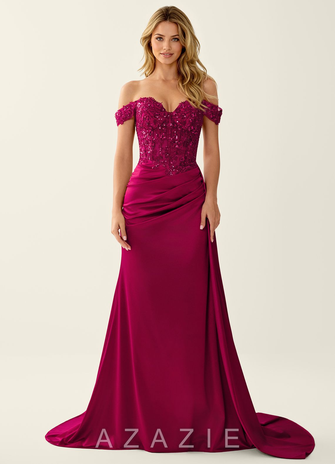Melioramarisol Burgundy Lace Beading Corset Off-the-Shoulder Back Mermaid Prom D