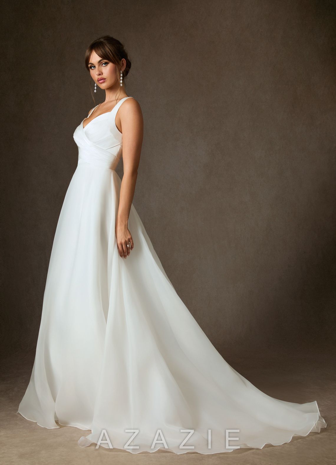 Azazie Caia Wedding Dress Diamond White A-Line Sweetheart Neckline Stretch Satin Dress diamond_white