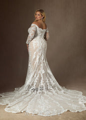 Azazie Empiria Wedding Dress Diamond White Champagne Mermaid Sequins Tulle Dress diamond_white/champagne