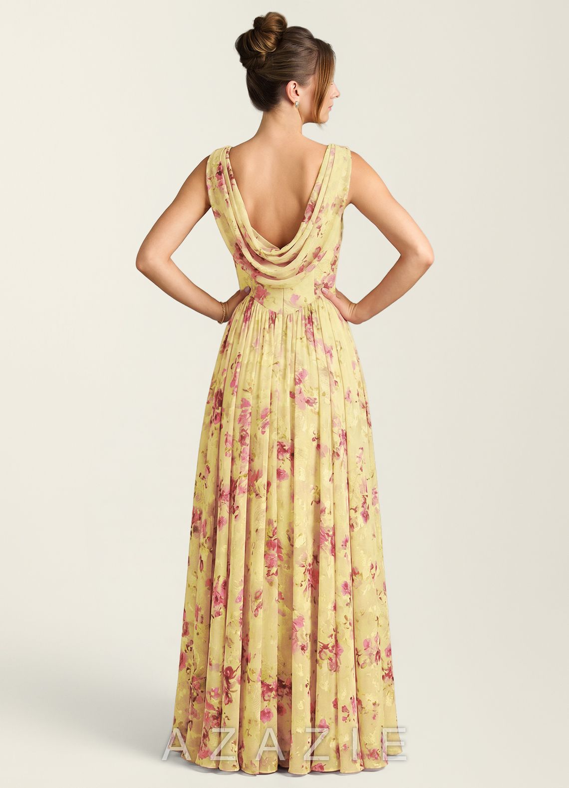 Aurelie Light Yellow Lace A-Line Dress