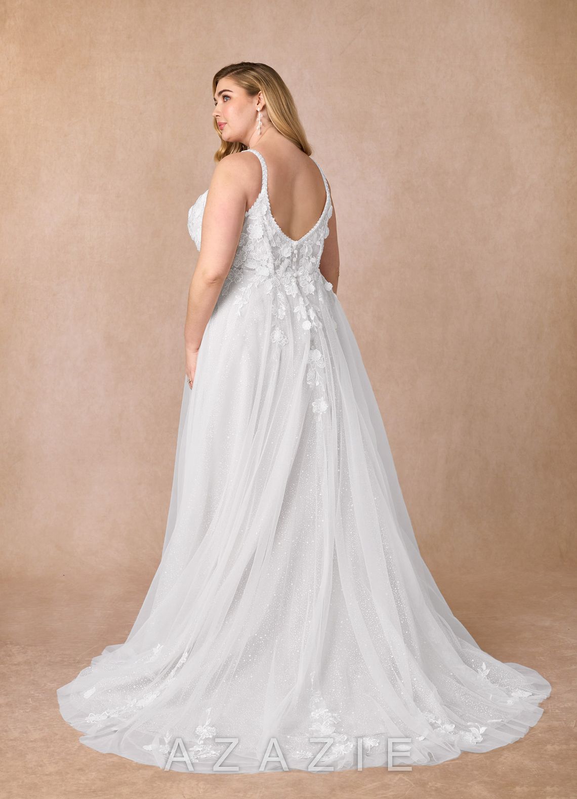 Azazie Jovana Wedding Dress Diamond White A-Line Scoop Tulle Dress diamond_white