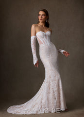 The Floral Lace Off-the-Shoulder Bridal Gloves  diamond_white