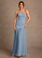 Azazie Flossie Dusty Blue A-Line Pleated Chiffon Dress dusty_blue