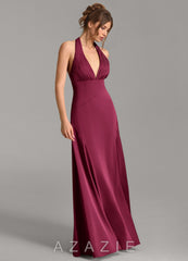Azazie Aubrielle Burgundy A-Line Corset Stretch Satin Dress burgundy