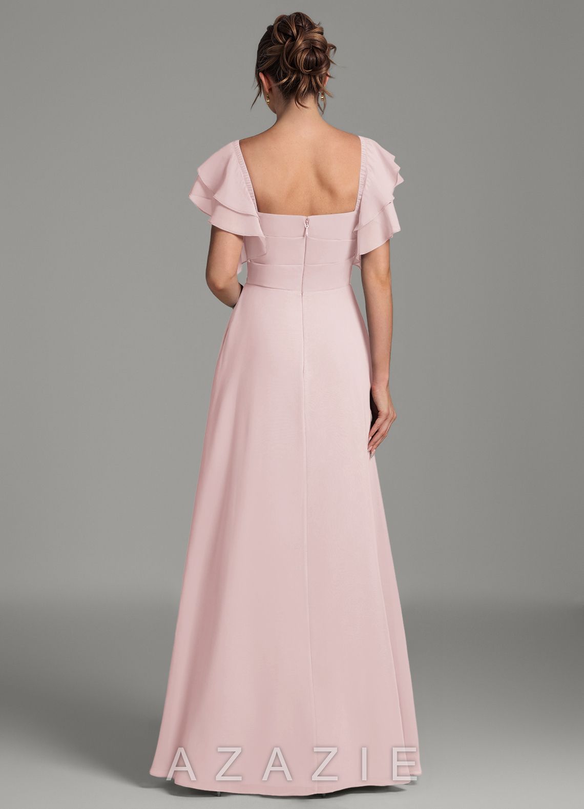Azazie Dacia Blushing Pink A-Line Ruched Chiffon Dress blushing_pink